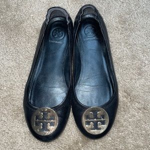 Tory Burch Minnie Travel Ballet Flat, Black Leather.